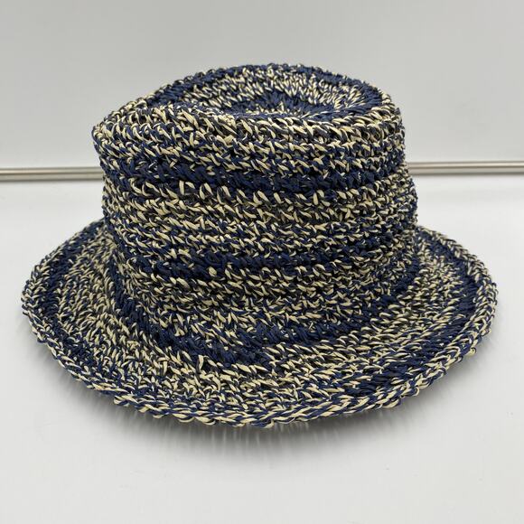 Steve Madden Accessories - Steve Madden Blue & Tan 100% Paper Yarn Bucket Hat Size O/S